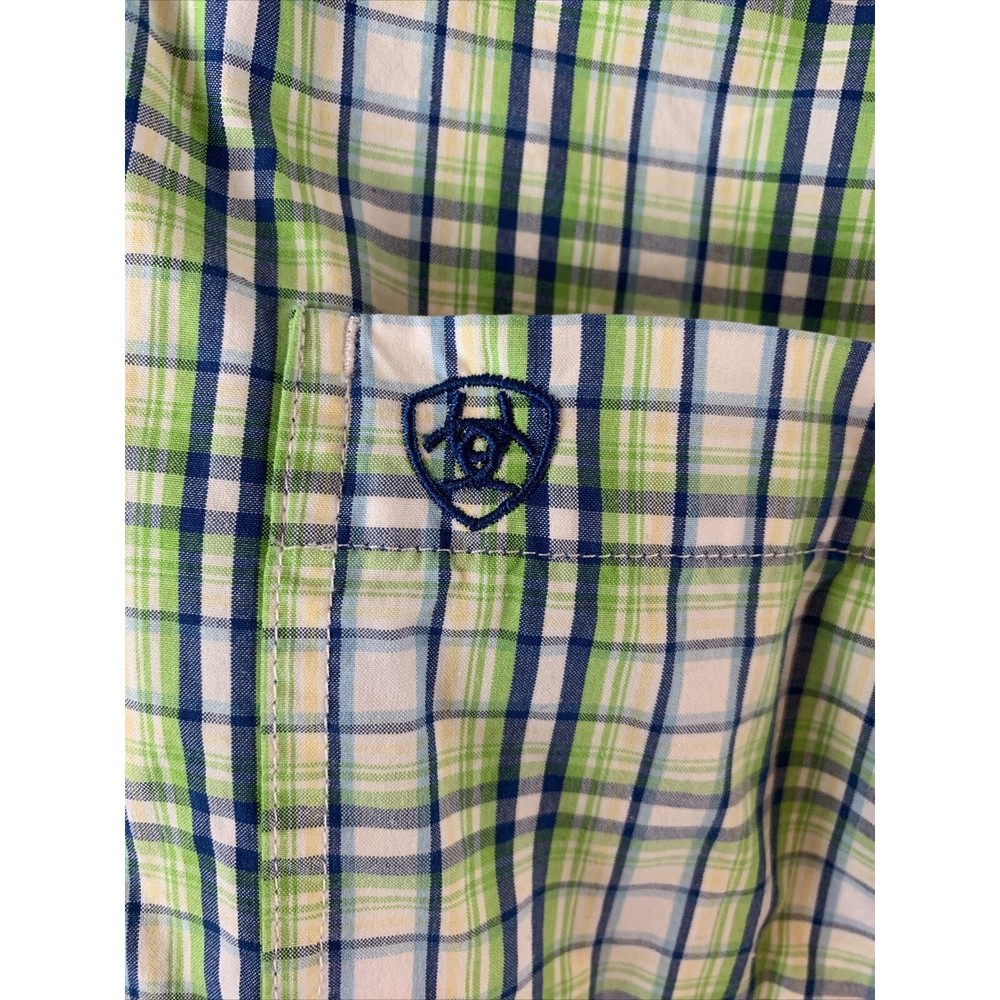 Ariat Pro Series Mens Size Medium Button Front Long Sleeve Shirt Plaid - Picture 3 of 11